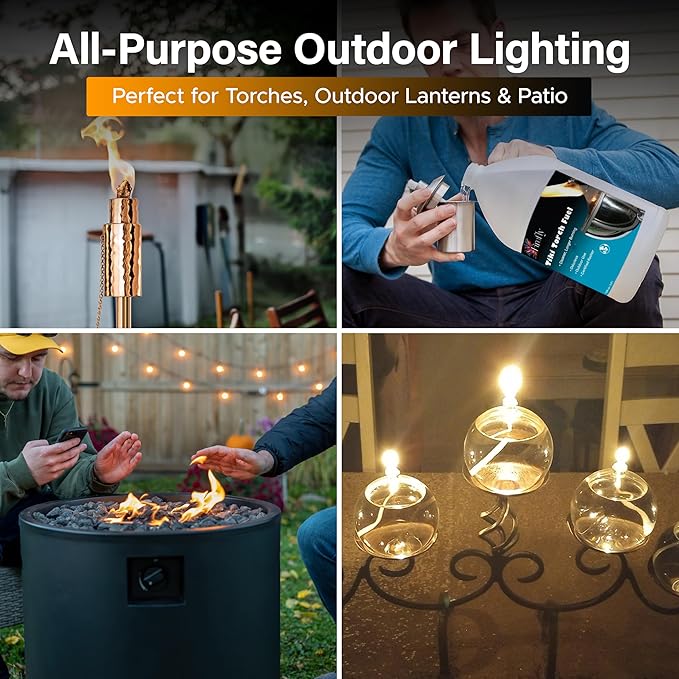 Firefly Fuel Tiki Torch Fuel – Clean-Burning Outdoor Lamp Oil for Tiki Torches and Lanterns. Low Smoke, Citronella Formula, Long-Lasting – Outdoor Patio & Garden Use - 1 Gallon