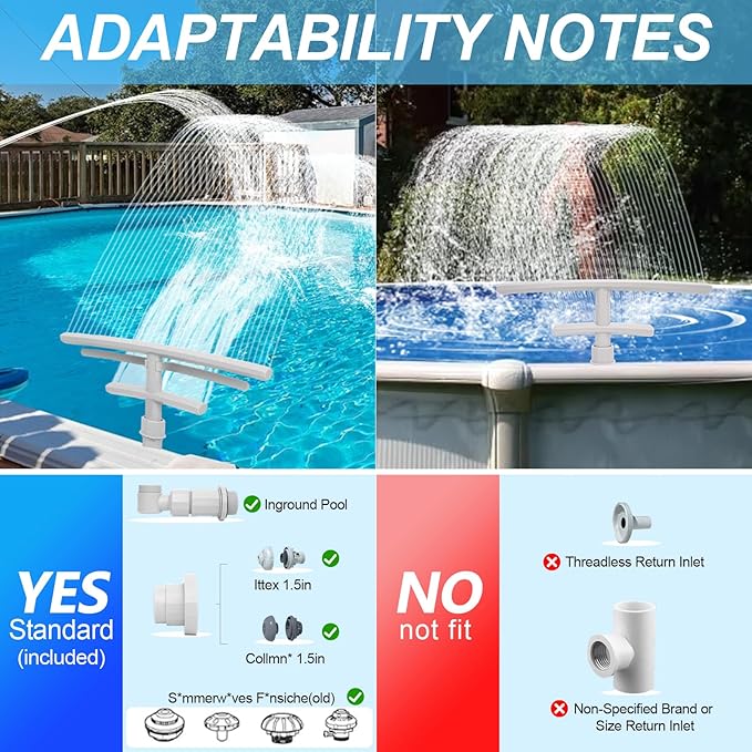 Pool Fountain with Lights for Above and Inground Pools, Dual-Layer Spray Solar Power Pool Waterfall Sprinkler Chiller Aerator, Water Fountain Swimming Pool Accessories with 9-Color Lights and 4 Modes