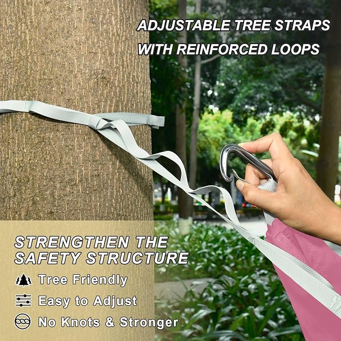 Pure Pinkish Purple Color 330lb Capacity Hammocks for Camping with Tree Straps Portable Hammock for Indoor Outdoor Patio hamacas para adultos