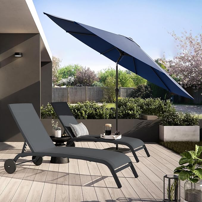 Nalupatio 10ft Outdoor Patio Umbrella,Table Umbrella,Yard Umbrella,Heavy-Duty Round Market Umbrella with 8 Sturdy Ribs,Push Button Tilt and Crank for Garden,Deck,Backyard,Pool-Navy