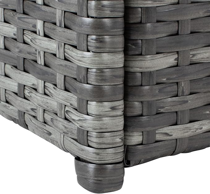 SAFAVIEH Outdoor Collection Helga Grey Brown/White Wicker Conversation Patio Set
