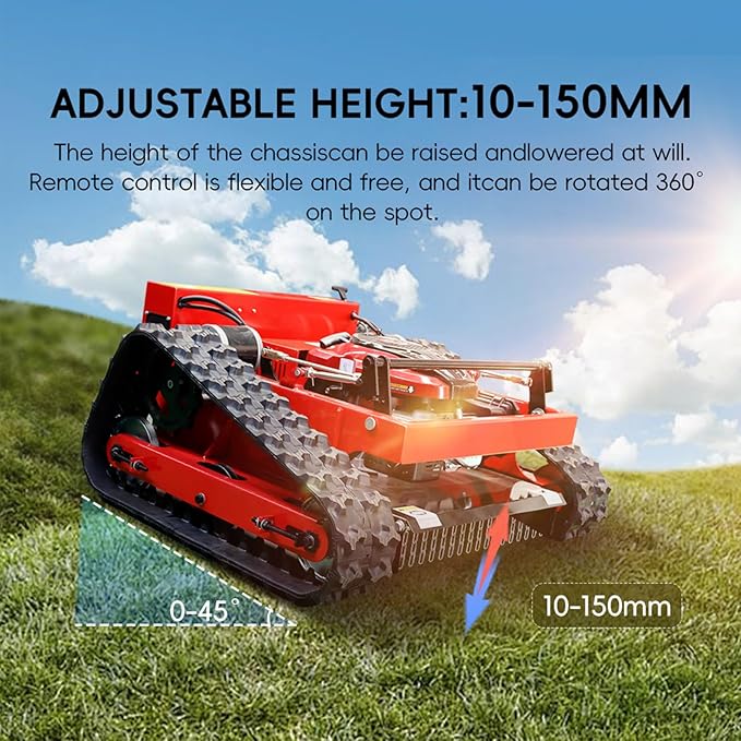 Remote Control Robotic Lawn Mower, Automatic Track Lawn Mower for 45° Slope, Adjustable Cutting Height, All Terrain Grass Cutter Yard Mower USA Stock