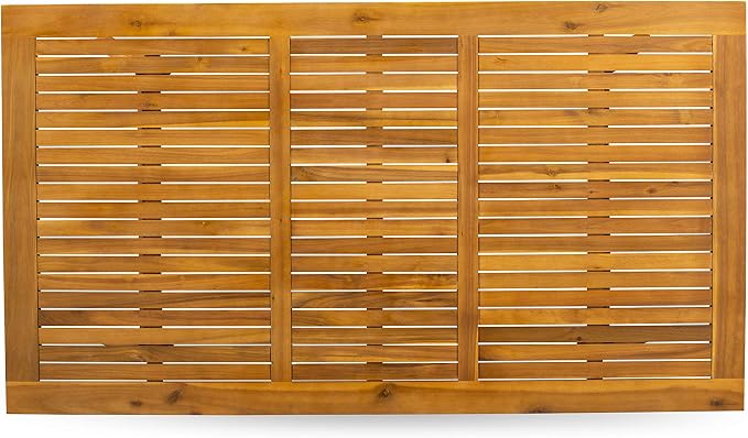 East West Furniture DECM7CANA 7 Piece Patio Dining Set Consist of a Rectangle Outdoor Acacia Wood Table and 6 Folding Arm Chairs, 40x72 Inch, Natural Oil