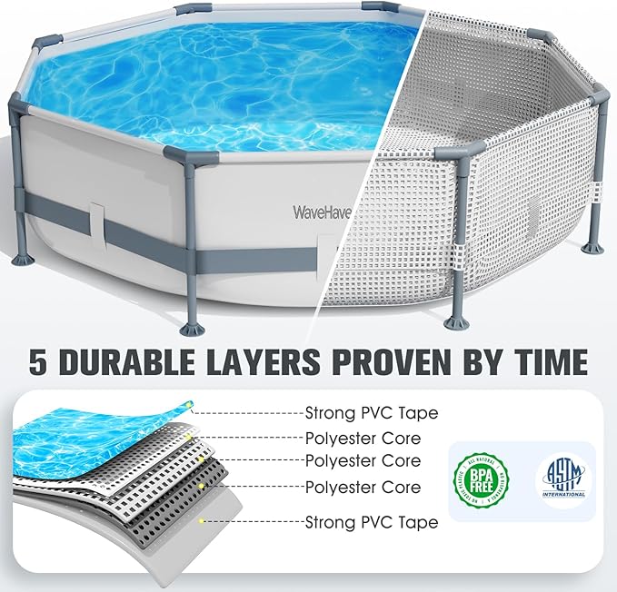 Above Ground Pool,10ft x 30in Frame Deep Swimming Pool,Round Family Pool,Large Above Ground Pool Easy Set,1200 Gallon Pool,Outdoor Backyard Pool for Kids,Adults-Grey,Pump Not Included
