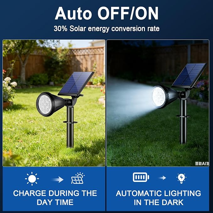 Solar Spot Lights Outdoor Waterproof IP65, Flag Landscape Spotlights | 10 Pack 4 Lighting Modes Solar Powered Spotlights Auto On/Off,Solar Garden Yard Pathway Wall Uplights for Outside,Cool White