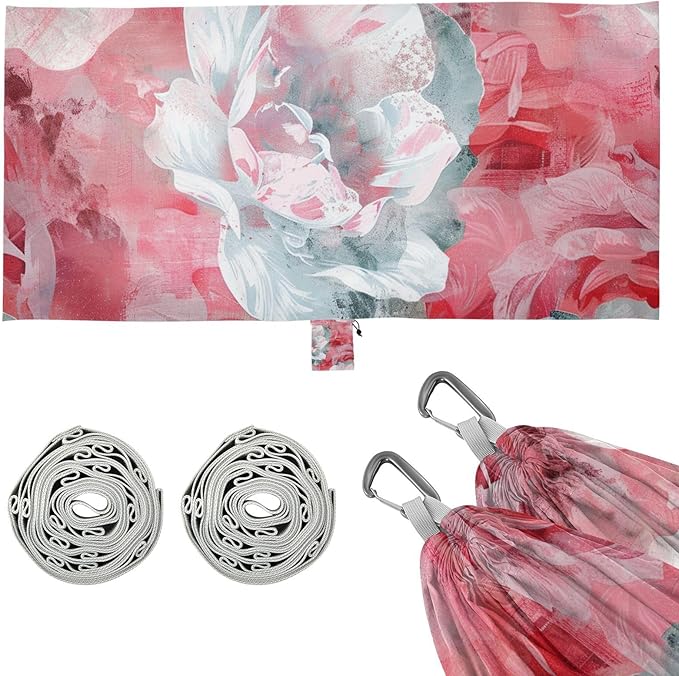 Pink White Floral Rose 330lb Capacity Hammocks with Hanging Rope Backyard Hammock for Patio Backyard Lounge Base soporte para hamacas para adultos
