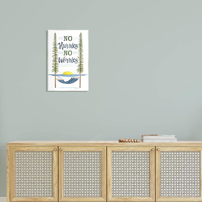 Stupell Industries No Hurries Worries Hammock Scene Wood Wall Art, Design by Deb Strain
