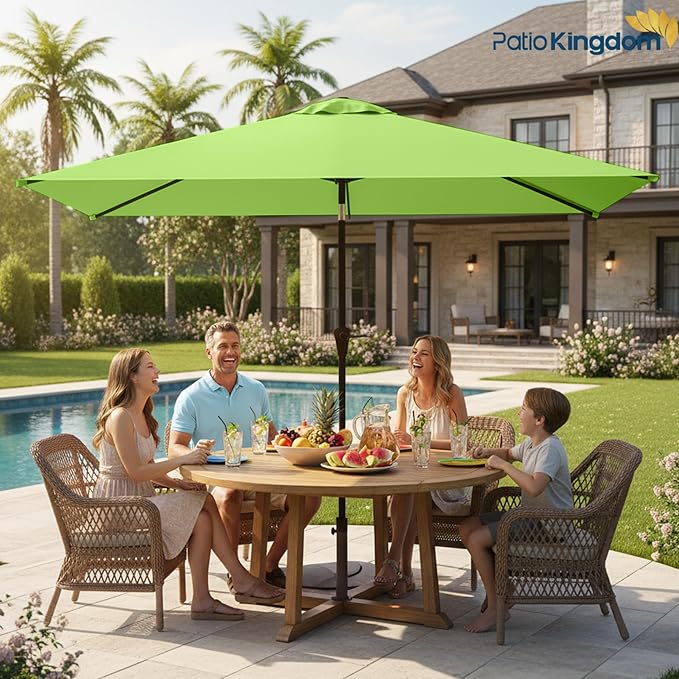 6.5'x10' Rectangular Patio Outdoor Umbrella,Large Coverage with Push-Button Tilt & UV Protection,Sturdy Ribs for Deck,Lawn,Pool,Backyard