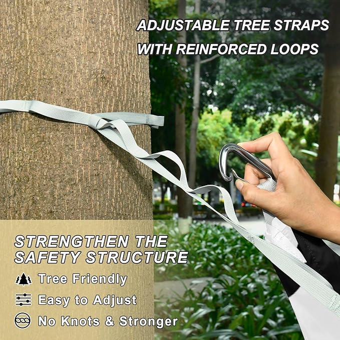 Black Butterfly 330lb Capacity Hammocks with Tree Straps Swing Hammock for Patio Backyard Lounge Base accesorios para Camping
