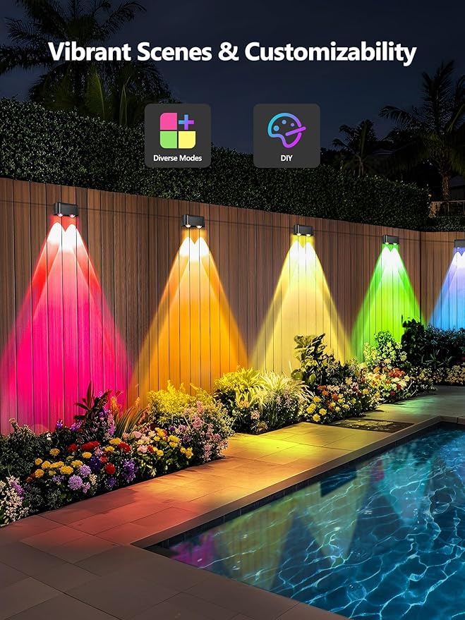 Brizled Smart Fence Lights, RGBCW Outdoor July 4th Deck Lights APP & Voice Controlled, 32.8ft Music Sync Red White & Blue Fence Lighting Smart Lighting IP65 Waterproof for Halloween Christmas Decor
