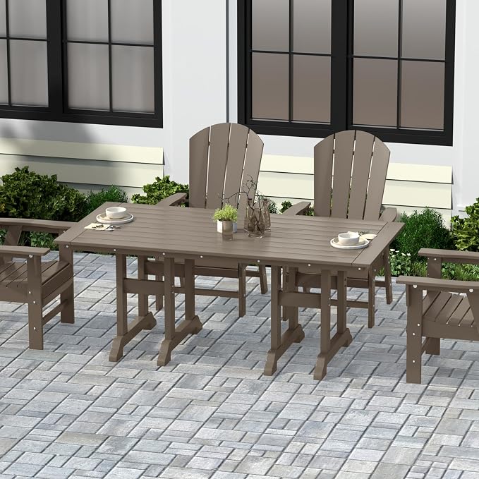 WestinTrends Malibu 71" Outdoor Patio Dining Table, Weathered Wood