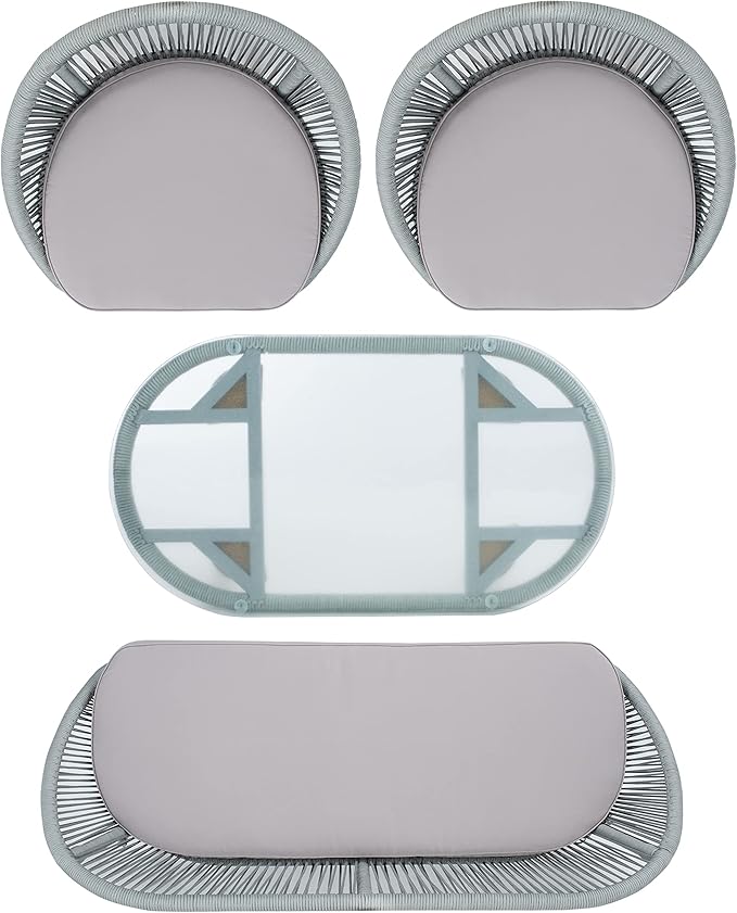 SAFAVIEH Outdoor Collection Halcott Grey Rope/Grey Cushion 4-Piece Conversation Patio Set