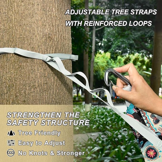 Camping Hammock Outdoor Hammocks for Outside Skull Rose Cactus Beach Trees Portable Lightweight with Pockets Tree Straps Indoor