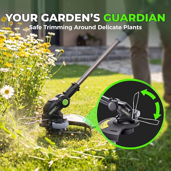 NovorikX 20V String Trimmer Cordless, 12 Inch Battery Powered Grass Trimmer for Women & Seniors, 2 x 2.0Ah Batteries & Charger Included, 3.7lbs Light Weight Weed Wacker