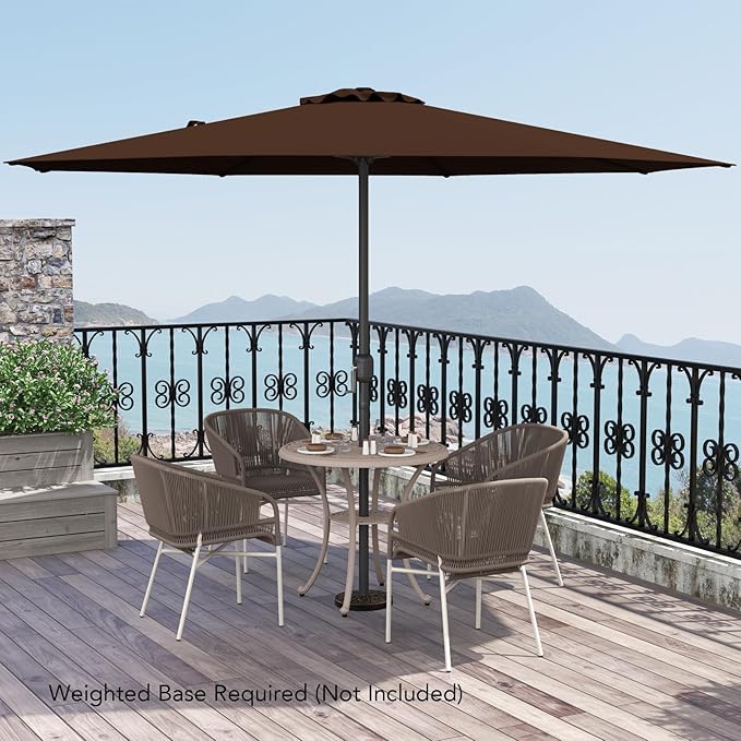 12FT Patio Umbrella, Outdoor Table Umbrella with Crank Handle, 8 Sturdy Ribs, Sun-protection & Waterproof Canopy, Top Air Vent, Market Umbrella for Garden, Lawn, Deck, Backyard, Poolside