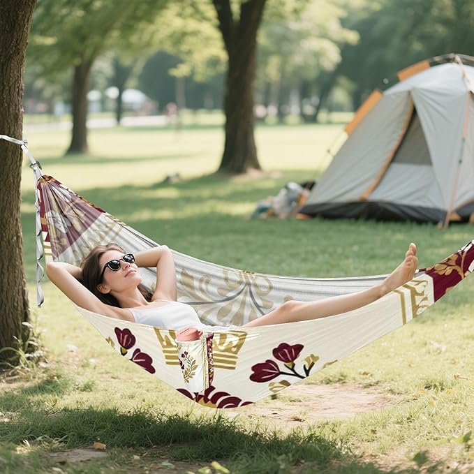 Crown and Floral Outdoor Hammocks with Tree Straps Fabric Hammock for Camping & Hiking Essential