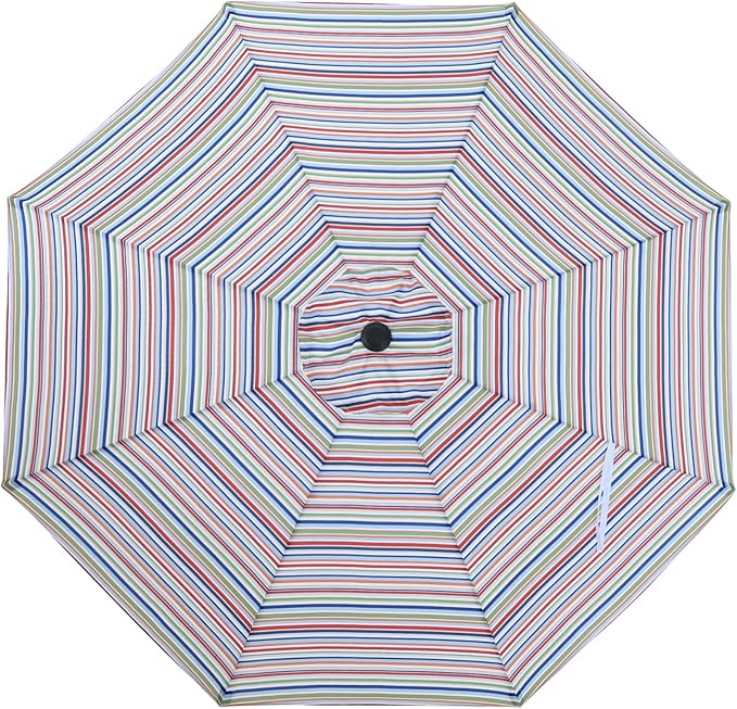 MASTERCANOPY Patio Umbrella 9 ft Replacement Canopy for 8 Ribs-Red and Green Stripes Canopy Only