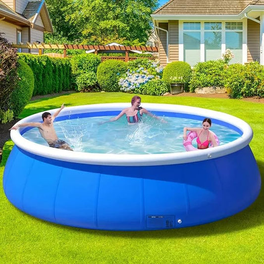 10 FT Inflatable Swimming Pool for Family, Round Blow Up Pool for Adults, Garden/Lawn, Foldable Storage,Strong and Durable, No Assembly