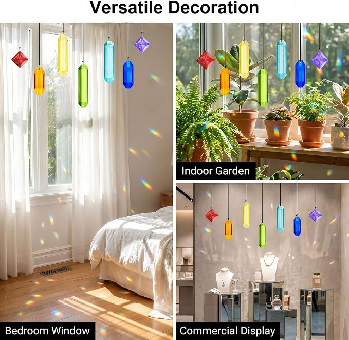 7Pack Prisms Crystal Suncatchers for Windows Hanging Rainbow Maker | Sun Catcher Indoor Windows Outdoor Home Garden Christmas Tree Ornaments Gift For Mom Women