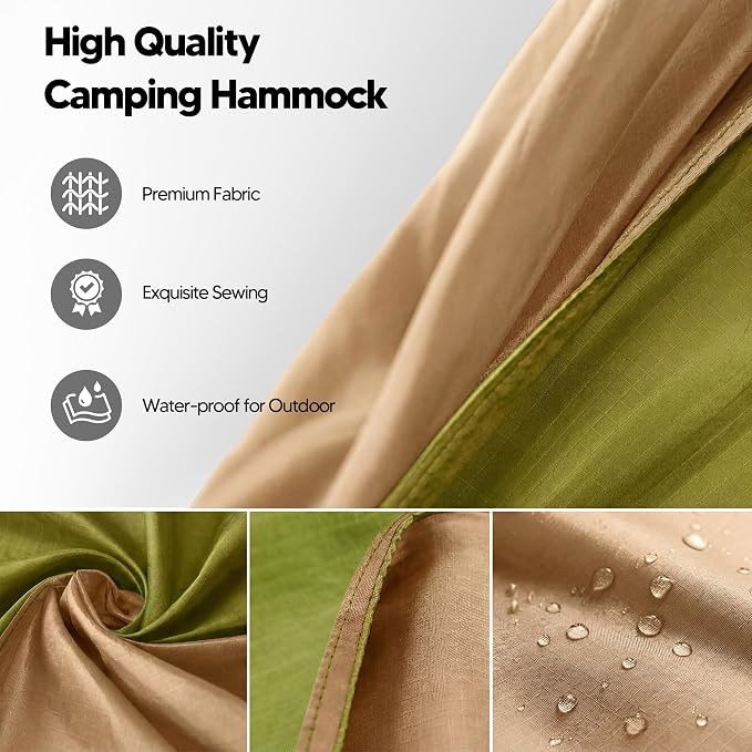SUNCREAT Hammocks Portable Camping Hammocks with Straps, Hanging Tree Hammock, Green