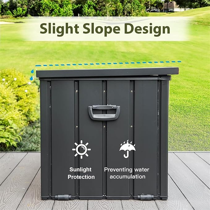 150 Gallon Outdoor Storage Box, Patio Cushion Storage Bin Outdoor, Large Deck Box for Garden, Backyard (Dark Gray)