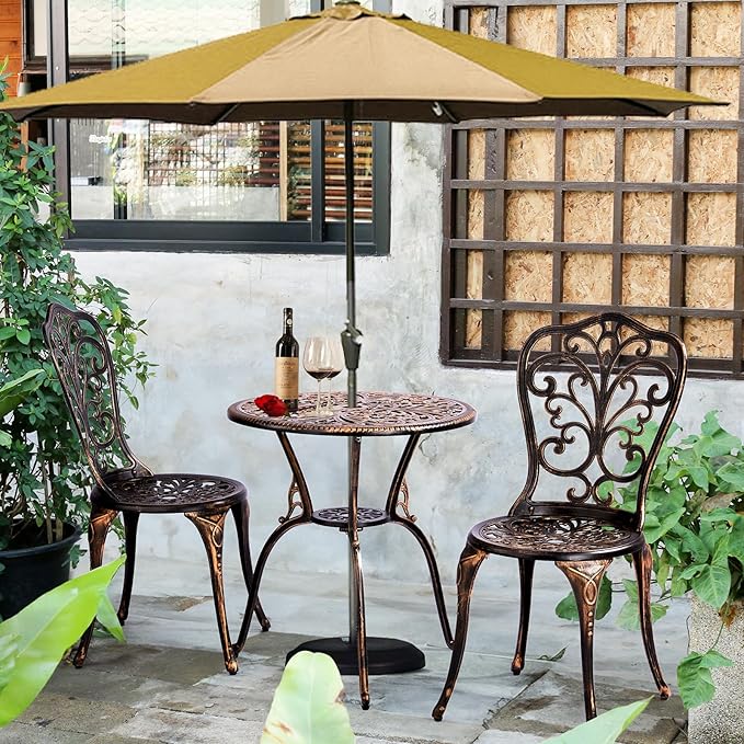 JHshop Bronze 3 Pieces Outdoor Patio Furniture Set, Garden Conversation Chairs with Table for Backyard Pool or Lawn,Balcony Furniture Sets, Table and Chairs -（Butterfly）