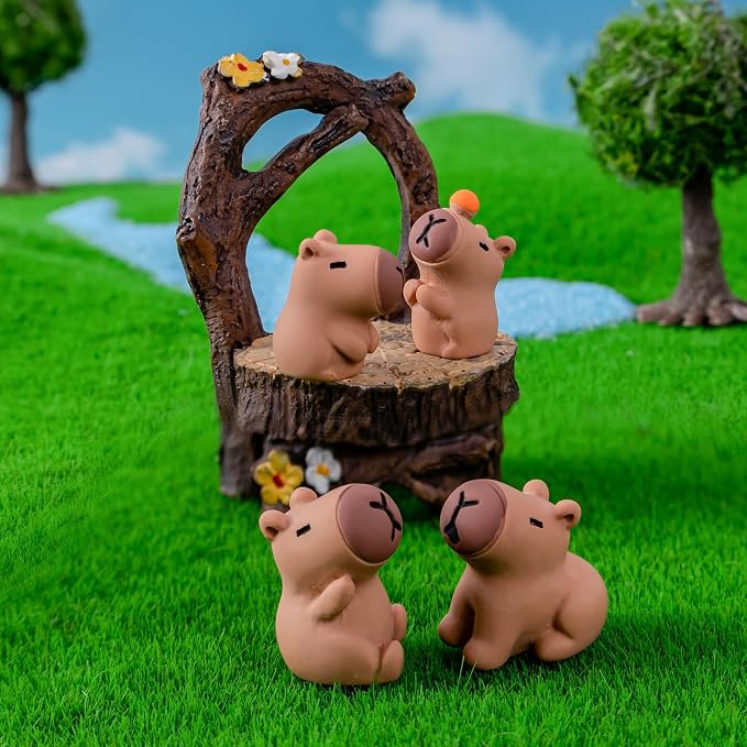 56PCS Mini Capybara Figurines - Adorable Resin Animal Decor Set for Home Office Desk, Zen Garden, Sensory Bins & Collector Displays (Cute Waterproof Figurines)