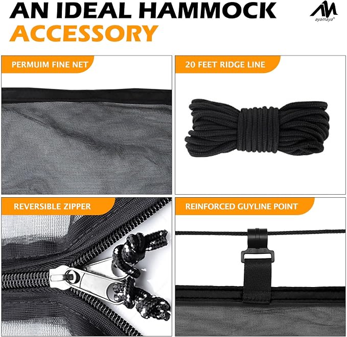 Hammock Bug Net + Underquilt, Mosquito Net & Full Length Under Quilt for Single Hammocks