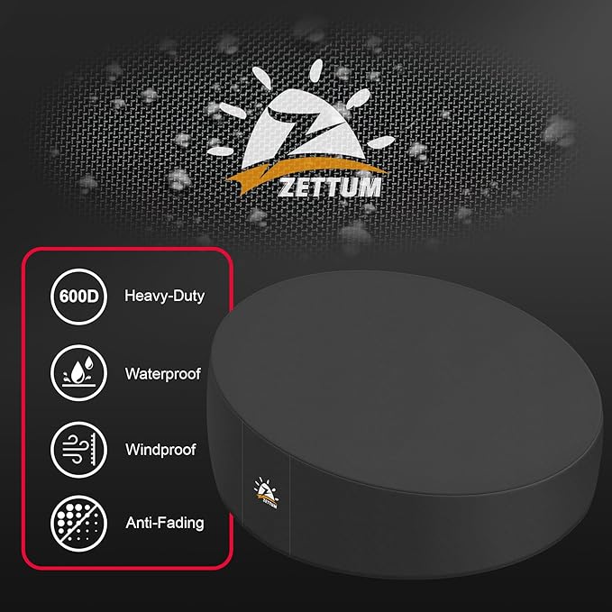 Zettum Outdoor Daybed Cover 75 Inch - 600D Patio Round Sofa Cover Waterproof & Heavy Duty, All Weather Protection Outdoor Furniture Covers for Canopy Daybed Sofa, 75" Dia x 35"/18" H