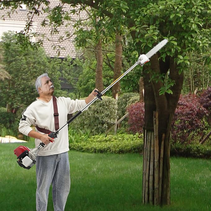 Brush Cutter, 4 Strokes 37.7CC 1.65HP Gas Lawn Edger Single Cylinder Air Cooled Weed Wacker Multifunction Weed Eater Alloy Steel Gas Powered Weed Trimmer Garden Trimmer w/0.17 Gal Fuel Tank Capacity