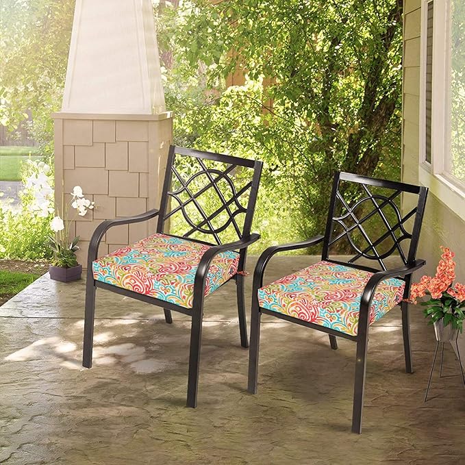 FUNHOME Outdoor Chair Cushion Covers 2 Pack, No Insert! Patio Cushion Covers Replacement 20" x 18" x 4", Water Resistant Chair Cushion Slipcovers, Corinthian Dapple (Covers ONLY)