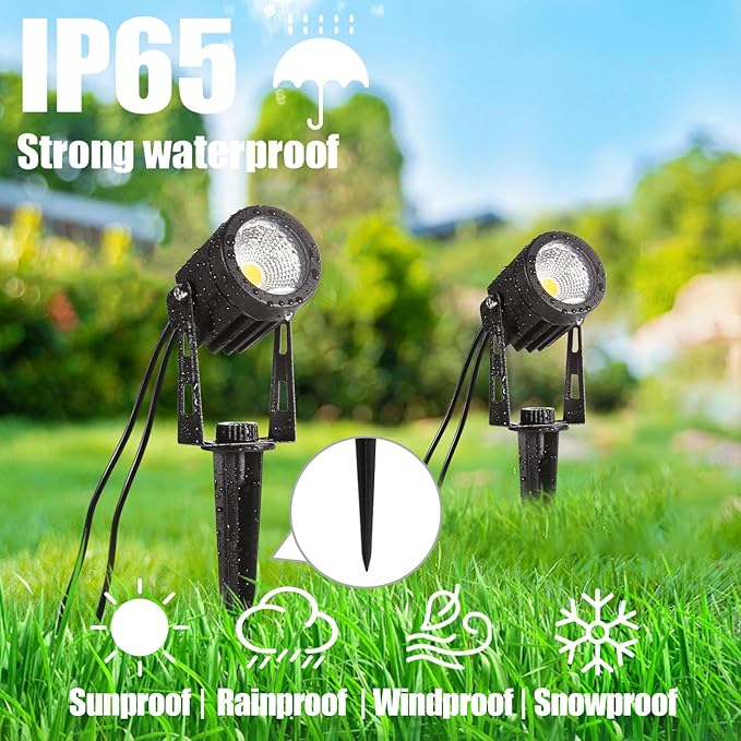 Outdoor LED Landscape Lighting 3W 12V Low Voltage Landscape Lights, 2700K 1800LM Landscape Lights with Transformer IP65 Waterproof, Landscape Spotlights for Garden Yard Lawn Decorative(6 Pack)