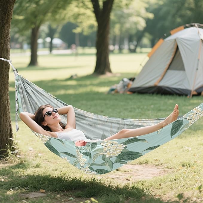 Camping Hammock Outdoor Hammocks for Outside Osmanthus Fragrans Pastel Beach Trees Portable Lightweight with Pockets Tree Straps Indoor