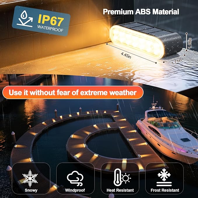 Solar Stair Lights 12 Pack, Solar Step Lights Outdoor Waterproof IP67, LED Solar Powered Lighting for Steps, Stairs, Deck, Dock, Patio, Walkway, Front Porch Decor