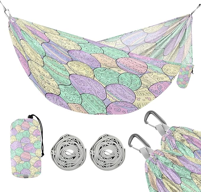 Hammocks for Outside Easter Eggs Camping Hammock Portable Hammocks with Tree Straps and Carry Bag Camping Accessories for Hiking Beach Outdoor
