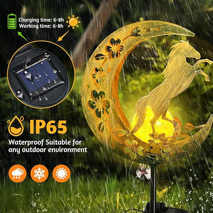 Solar Lights Outdoor Mothers Day Gifts Horse Garden Decor Mothers Day Gifts for Women Mom Grandma Sister Fairy Horse Solar Lights Metal Solar Garden Decoration Outside for Yard, Patio, Backyard, Lawn