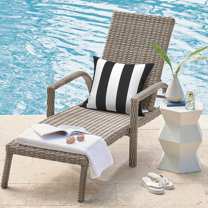 DYTXIII Pack of 2 Outdoor Waterproof Pillow Covers ONLY, 18"x18" Square Decorative Double Printed Throw Pillow Cases for Patio Couch Porch Furniture, Cabana Black