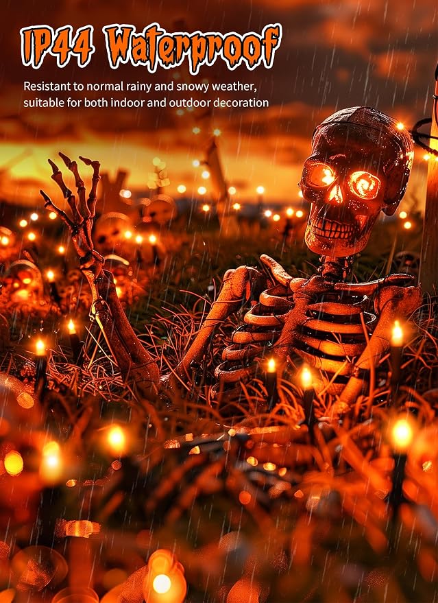 2 Pack Orange Halloween Mini Lights, 10 Feet 50 Count Mini String Lights | Total 100 Count Incandescent Bulb, Connectable Halloween Light for Haunted House Ghost Party Holiday Window Indoor Decoration