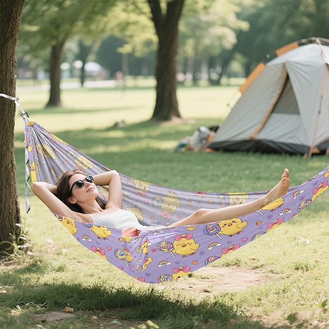 Camping Hammock Outdoor Hammocks for Outside Duck Lollipop Cute Beach Trees Portable Lightweight with Pockets Tree Straps Indoor