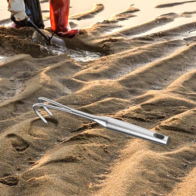 Hand Rake Stainless Steel Heavy Duty Garden Rake Weeding Tool Ergonomic Claw Rake Soil Tiller Portable Planting Rake Suitable for Flower Beds Yard Wor , 2 Tine