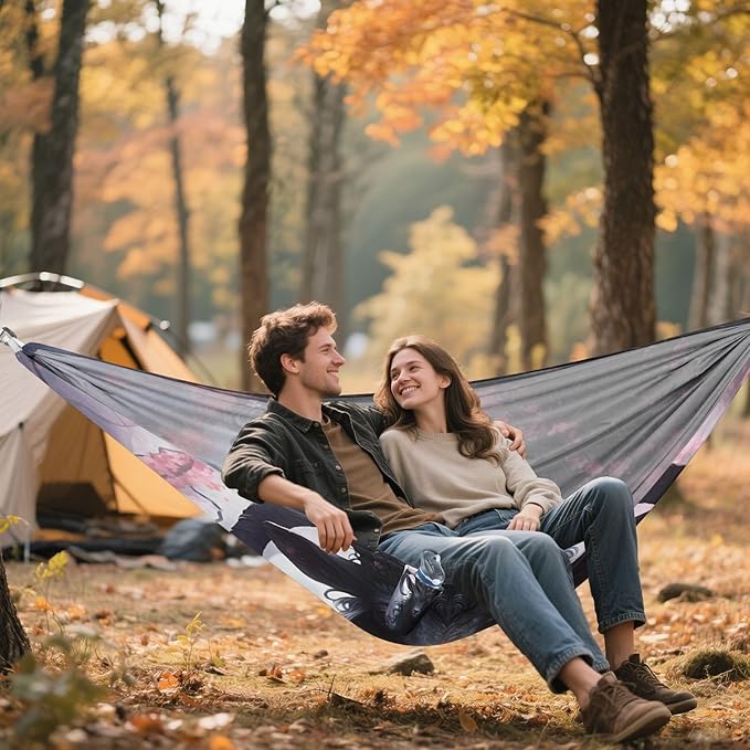 Hammocks for Outside Black Goat Flower Camping Hammock Portable Hammocks with Tree Straps and Carry Bag Camping Accessories for Hiking Beach Outdoor