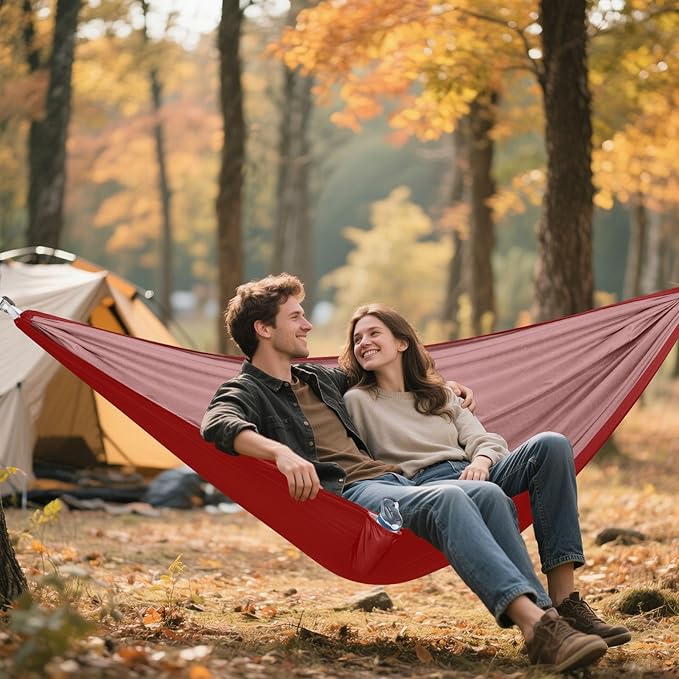 Dark Red Solid Color Pure Plain 330lb Capacity Outdoor Hammocks with Tree Straps Backyard Hammock for Outside Patio Garden hamaca con soporte para adultos