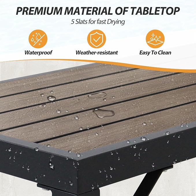 Outdoor Bar Table, 39” Patio Bar Height Table, Bar Counter Pub Dining Table with Waterproof Top for Balcony, Garden, Yard, Poolside (Brown)