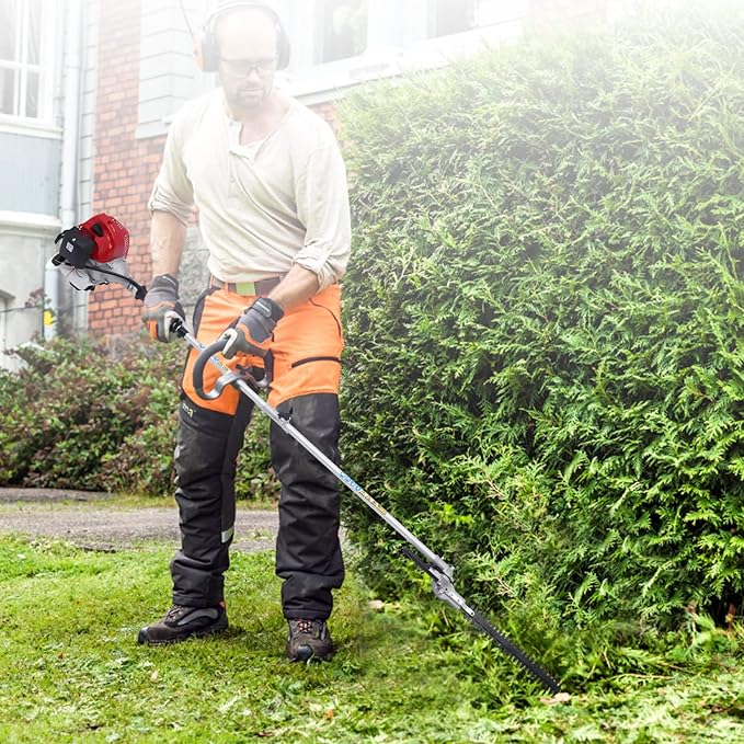 Pole Saw Gas Powered, 4 In1 51.7CC 2-Stroke Gas Powered Grass Trimmer w/ 32.67inch Extension Rod Multi Functional Garden Trimming Tools for Tree Trimming Branch