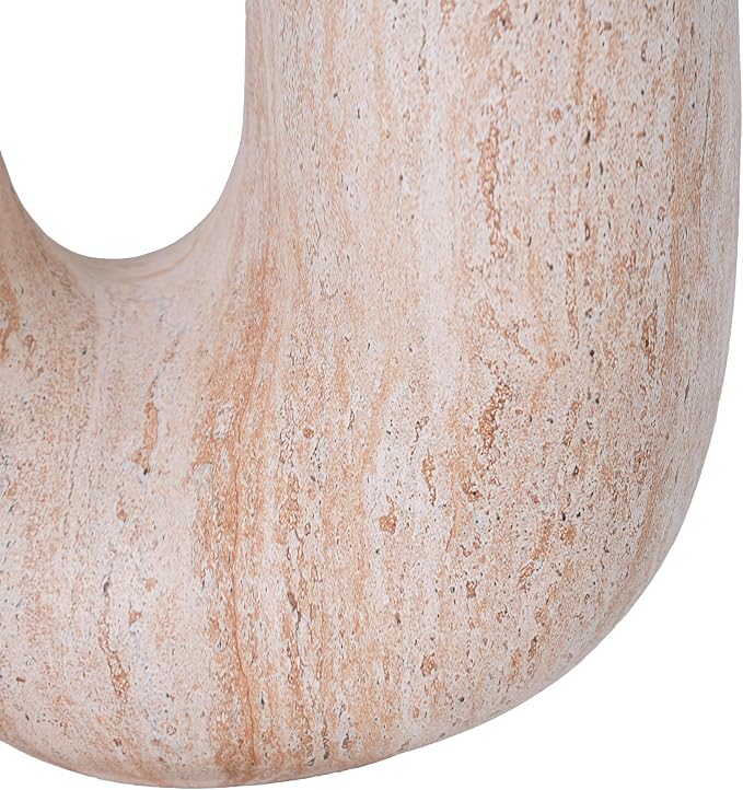 Christopher Knight Home 18.9 Inch Modern U Shaped Accent Table, Sculptural MGO Stone Look Side Table for Indoor Outdoor Garden Balcony Living Room Entryway Bedroom
