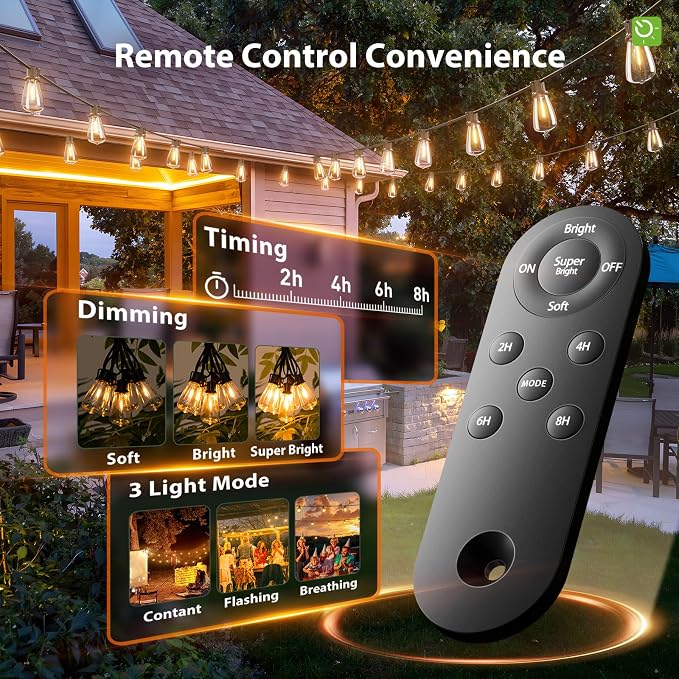 KYY 78FT(72+6) Solar String Lights Outdoor with USB Port Remote Control | LED Waterproof Solar Powered Patio with 24 Sockets, Heavy-Duty and UL Listed Porch Market Lights