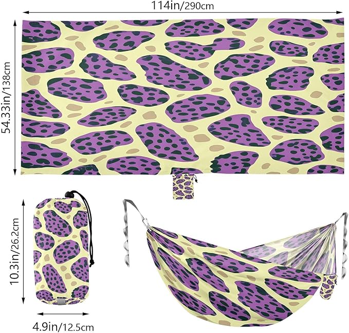 Hammocks for Outside Leopard Print Camping Hammock Portable Hammocks with Tree Straps and Carry Bag Camping Accessories for Hiking Beach Outdoor