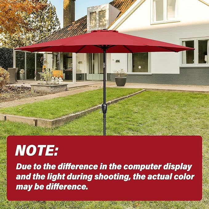 Simple Deluxe 2 Pack 9' Patio Umbrella Replacement Canopy Only Outdoor Table Market Yard Umbrella Replacement Top Cover with 8 Ribs, Red