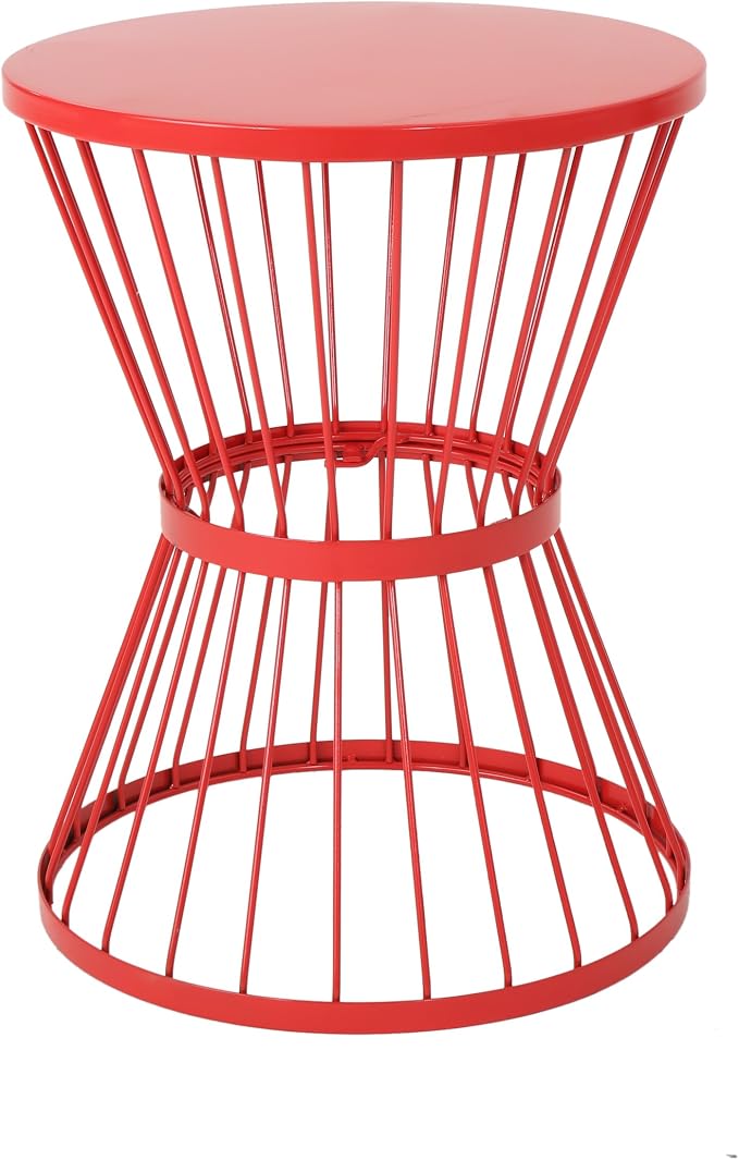 Christopher Knight Home Lassen Outdoor 16" Iron Side Table, Matte Red