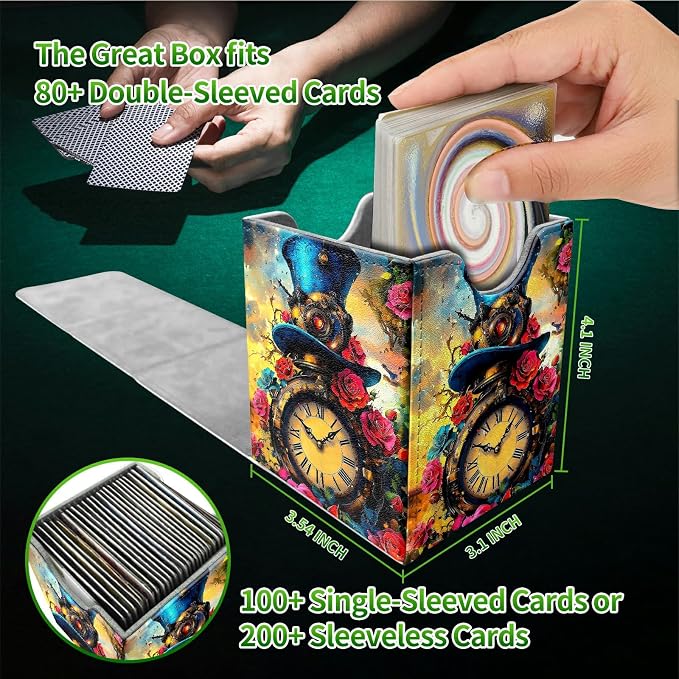 Sunflower Yellow Cow Card Deck Box for MTG, Personalized Card Storage Case Fits 120+ Sleeved Cards, Premium Leather TCG Box with Strong Magnetic Closure for Magic, CCG, PTCG, Baseball Cards